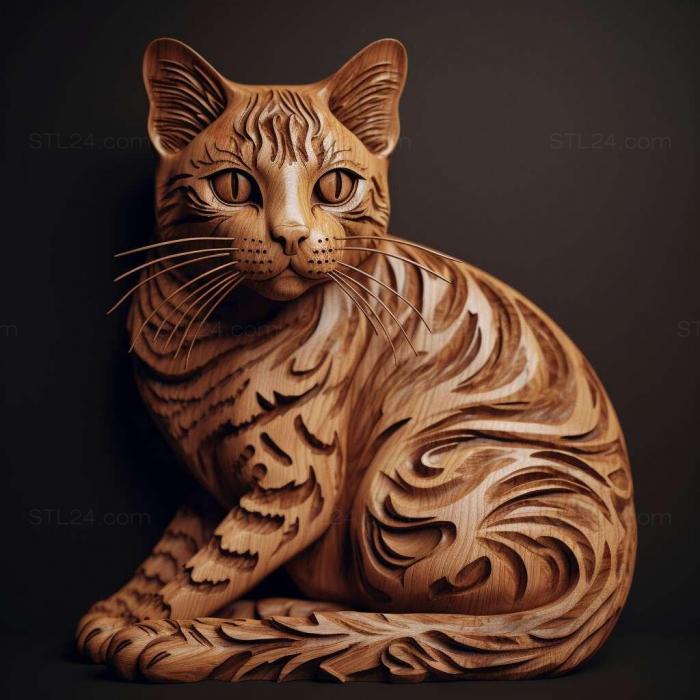 Nature and animals (Bengal cat 2, NATURE_5382) 3D models for cnc